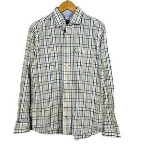 Hickey Freeman Textured Button Up Shirt Long Sleeve Casual Plaid - M